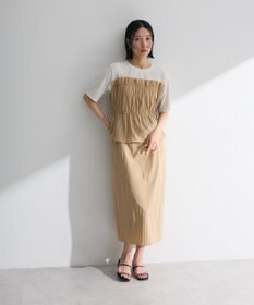 Green Parks ラメリブペプラムドッキングワンピース