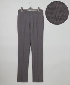 GOTAIRIKU ロングセラー【洗える/折り目加工/シワになりにくい/ウエストアジャスター】ウォッシャブル サマーウール100％パンツ_限定色(ノータック)25年モデル 新色/ダークブラウン×細チェック