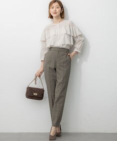 23区 【洗える】ドライ2WAYストレッチ チェック テーパード パンツ