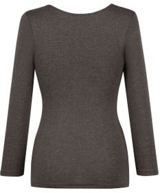 Wing あったかインナー 綿混素材 裏起毛(肌側) よく伸びる素材 ストレッチ性 保温性 【ラクのびサーモ】 ネックせまめ 8分袖 長袖 秋 冬 EL6912 ウイング／ワコール