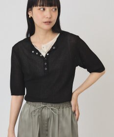 AMERICAN HOLIC 【2点セット】シアーリブヘンリーネックニット＋タンクトップ
