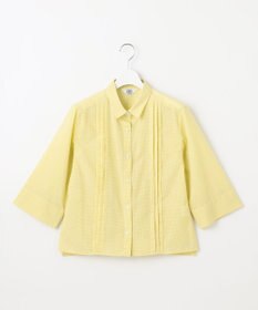 J.PRESS LADIES 【洗える】リネンminiチェック フロントピンタック シャツ