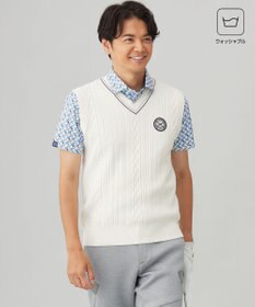 23区GOLF 【MEN】【ウォッシャブル】コットンブレンドニットベスト