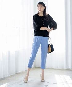 Tiaclasse L 【新色追加・洗える】異素材パフ袖トップス