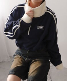 WEGO ハーフジップフリースショートプルオーバー