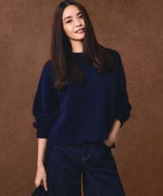 23区 【滝沢眞規子さん着用/洗える】レーシーヘムデザイン パフスリーブ ニット ダルブルー系