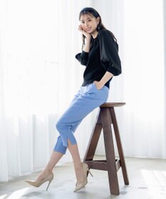 Tiaclasse L 【新色追加・洗える】異素材パフ袖トップス