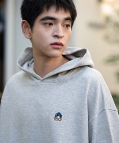 WEGO 【ユニセックス着用ITEM/SMLサイズ展開/裏起毛】ワンポイント刺繍プルパーカー