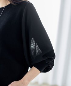 Tiaclasse L 【新色追加・洗える】異素材パフ袖トップス