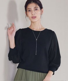 Tiaclasse L 【新色追加・洗える】異素材パフ袖トップス