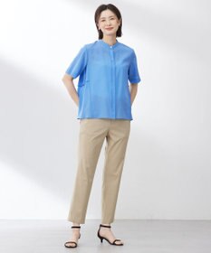 J.PRESS LADIES S 【洗える】セルロースリネンストレッチ テーパード パンツ