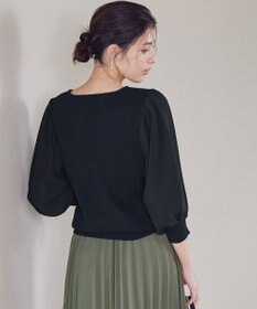 Tiaclasse L 【新色追加・洗える】異素材パフ袖トップス