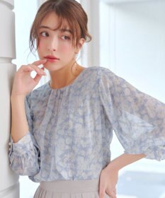 Tiaclasse L 水彩花柄シフォンブラウス