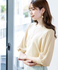 Tiaclasse L 【新色追加・洗える】異素材パフ袖トップス