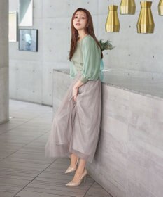 Tiaclasse L 【新色追加・洗える】異素材パフ袖トップス