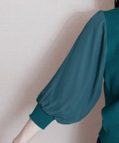 Tiaclasse 【新色追加・洗える】異素材パフ袖トップス