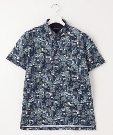 23区GOLF 【MEN】【吸水速乾/UVカット】パリマップ総柄ポロシャツ