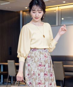 Tiaclasse L 【新色追加・洗える】異素材パフ袖トップス