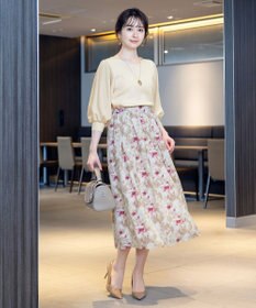 Tiaclasse L 【新色追加・洗える】異素材パフ袖トップス