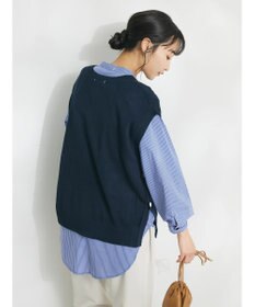 CRAFT STANDARD BOUTIQUE 【洗える】ニットベスト+バンドカラーシャツ-SET