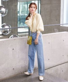 Tiaclasse L 【新色追加・洗える】異素材パフ袖トップス