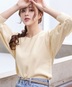 Tiaclasse L 【新色追加・洗える】異素材パフ袖トップス