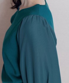 Tiaclasse 【新色追加・洗える】異素材パフ袖トップス