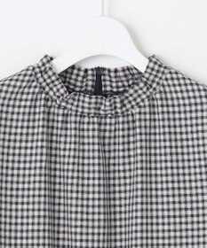 J.PRESS LADIES S 【洗える】ポリエステルヴィスコースブロックチェック フリルネック ブラウス