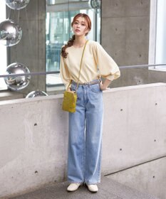 Tiaclasse L 【新色追加・洗える】異素材パフ袖トップス