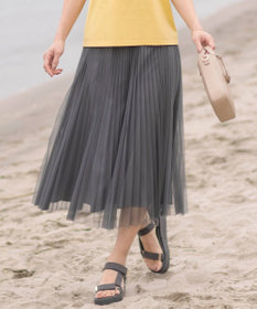 J.PRESS LADIES L 【WEB限定カラーあり・洗える】ハイゲージチュール プリーツ スカート