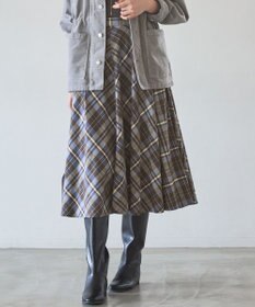 23区 【SLOW/一部店舗限定】コットンチェック ミディ丈スカート グレーチェック系