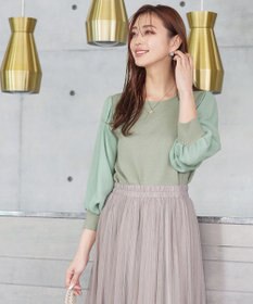 Tiaclasse L 【新色追加・洗える】異素材パフ袖トップス