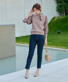 Tiaclasse L 【新色追加・洗える】異素材パフ袖トップス