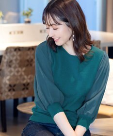 Tiaclasse 【新色追加・洗える】異素材パフ袖トップス