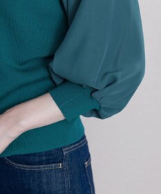 Tiaclasse 【新色追加・洗える】異素材パフ袖トップス