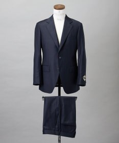 GOTAIRIKU シワになりにくい【御幸毛織/みゆきけおり】Superio160 スーツ_ネイビーストライプ ネイビー系1