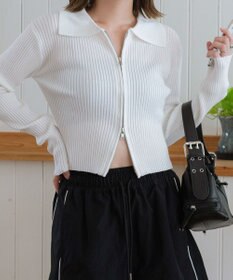 WEGO Wジップコンパクトニットカーデ