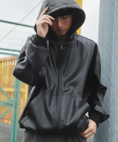 WEGO エコレザーフードブルゾン