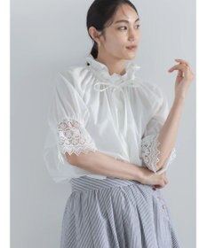 Te chichi レースカフスハーフスリーブブラウス