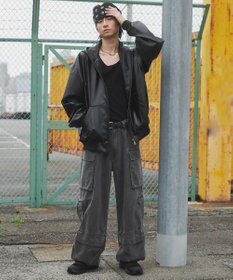 WEGO エコレザーフードブルゾン