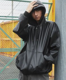 WEGO エコレザーフードブルゾン