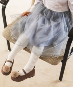 ANY KIDS ポンポン付きパンプス