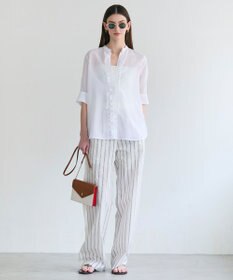 BEIGE， QUARTZ / 側章コンビ ストライプパンツ