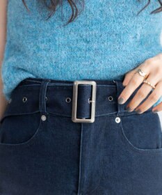 WEGO ベルト付デニムプリーツスカパン