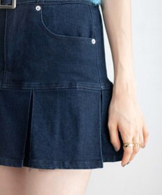 WEGO ベルト付デニムプリーツスカパン