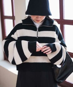 WEGO ハーフジップショートニットプルオーバー