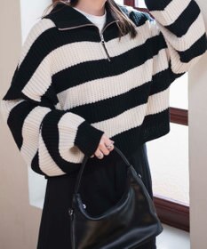 WEGO ハーフジップショートニットプルオーバー