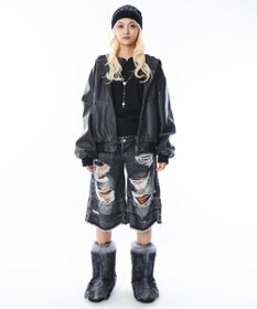 WEGO 【ユニセックス着用ITEM】PUフードブルゾン