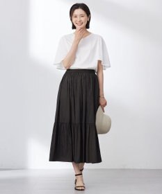 J.PRESS LADIES 【洗える】シャンブレーツイル ティアード スカート