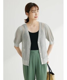 Green Parks すかし柄コンパクトシアーカーディガン